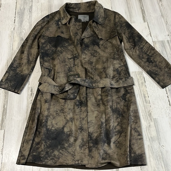 Anthropologie Roxie Suede Tie Dye Trench Coat Size Small - Picture 5 of 12